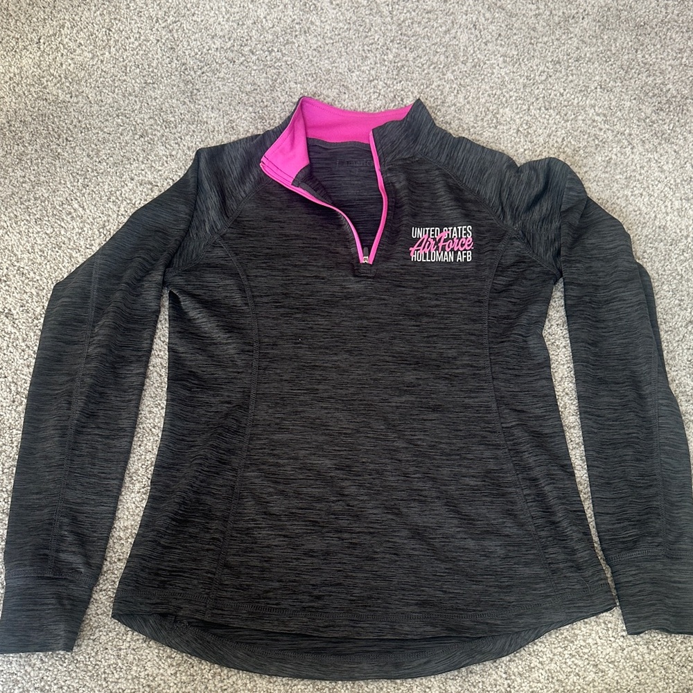 Women's Gray and Pink Quarter-Zip Top Holloman Airforce Base